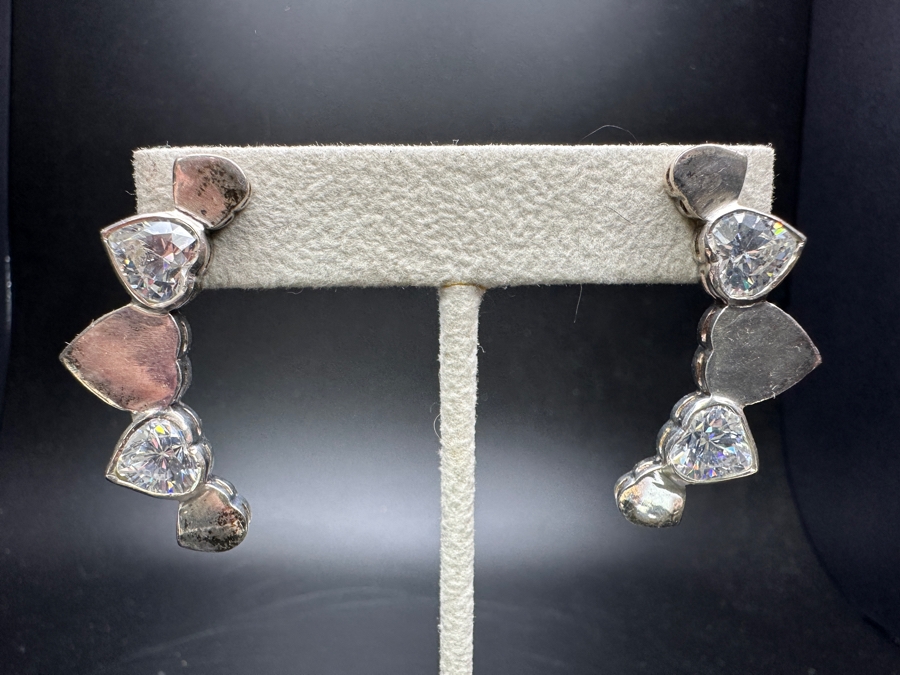 Just Added - Sterling Silver Heart Ring Size 5 And Matching Sterling Silver Heart Earrings 20.5g [Photo 6]