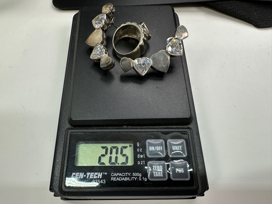 Just Added - Sterling Silver Heart Ring Size 5 And Matching Sterling Silver Heart Earrings 20.5g [Photo 9]