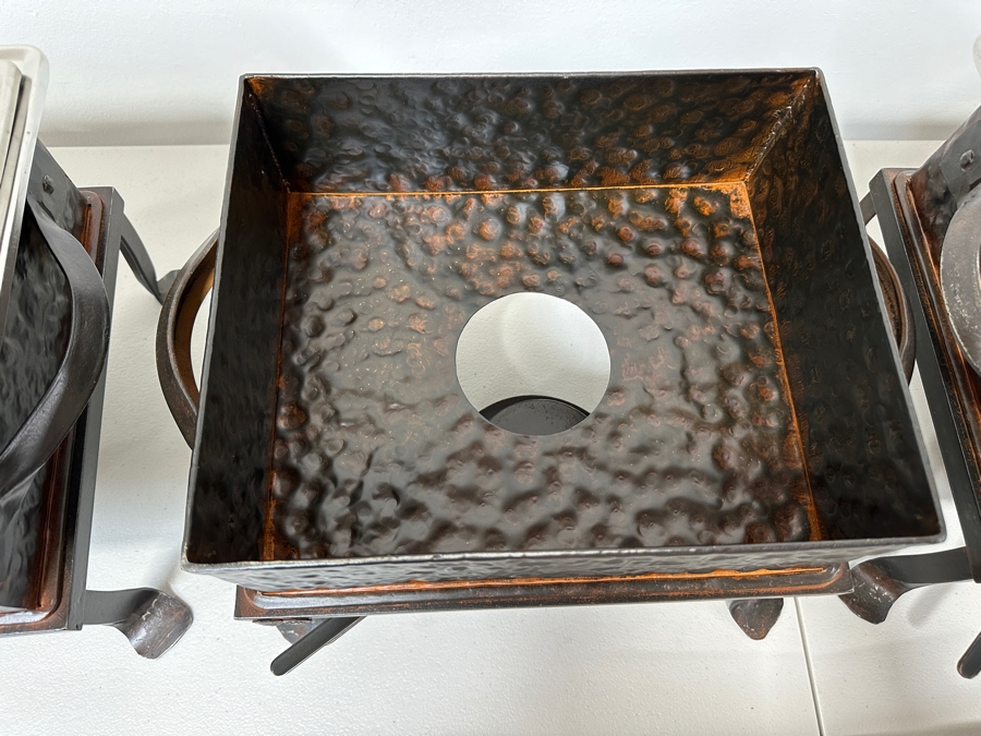Just Added - (4) Jan Barboglio Forged Iron Rectangular Chafers 8qt And Serving Tray Retails $2,000+ [Photo 15]
