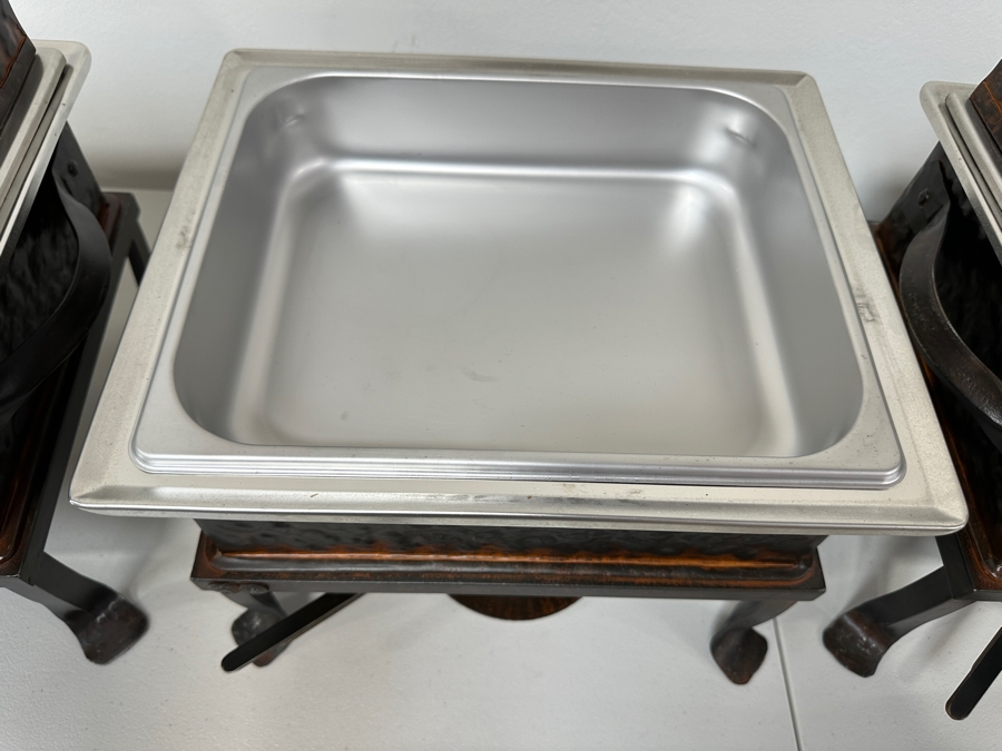 Just Added - (4) Jan Barboglio Forged Iron Rectangular Chafers 8qt And Serving Tray Retails $2,000+ [Photo 7]
