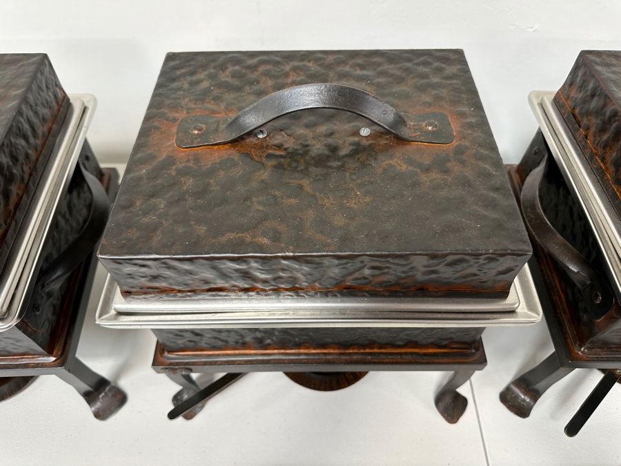 Just Added - (4) Jan Barboglio Forged Iron Rectangular Chafers 8qt And Serving Tray Retails $2,000+ [Photo 6]