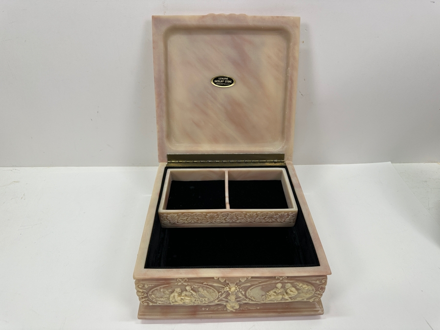 Just Added - Vintage Genuine Incolay Stone Jewelry Box 9.5 X 9 X 4 [Photo 7]
