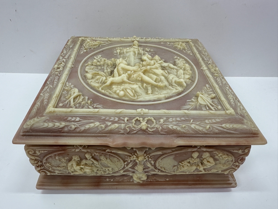 Just Added - Vintage Genuine Incolay Stone Jewelry Box 9.5 X 9 X 4 [Photo 2]