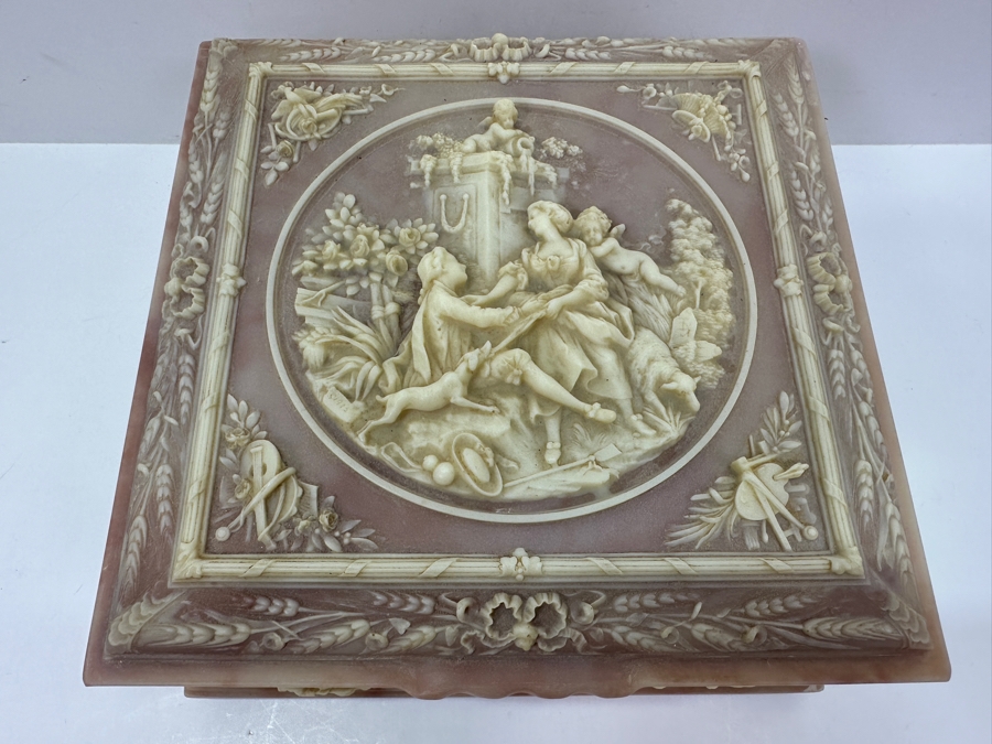 Just Added - Vintage Genuine Incolay Stone Jewelry Box 9.5 X 9 X 4 [Photo 4]