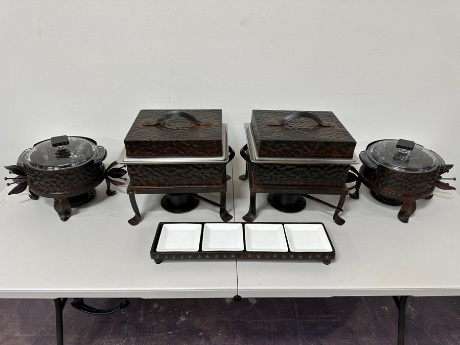 Just Added - (4) Jan Barboglio Forged Iron Chafers And Serving Tray Retails $2,000+ [Photo 3]