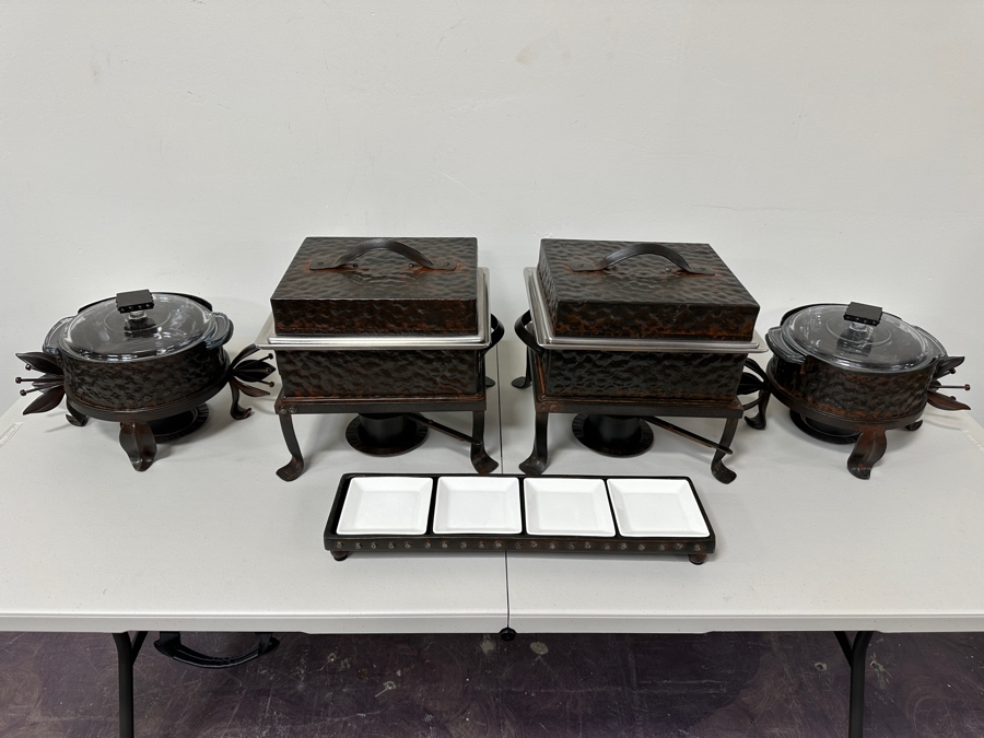 Just Added - (4) Jan Barboglio Forged Iron Chafers And Serving Tray Retails $2,000+ [Photo 2]