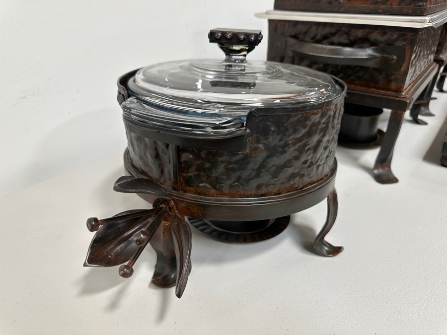 Just Added - (4) Jan Barboglio Forged Iron Chafers And Serving Tray Retails $2,000+ [Photo 7]