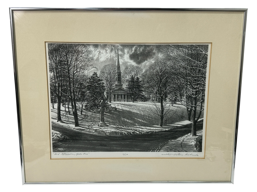 Just Added - Walter DuBois Richards (1907-2006, American) Artist Signed Limited Edition Print Titled “Mid-Afternoon, God’s Acre” 14 X 10 Framed 20 X 16.5 [Photo 2]