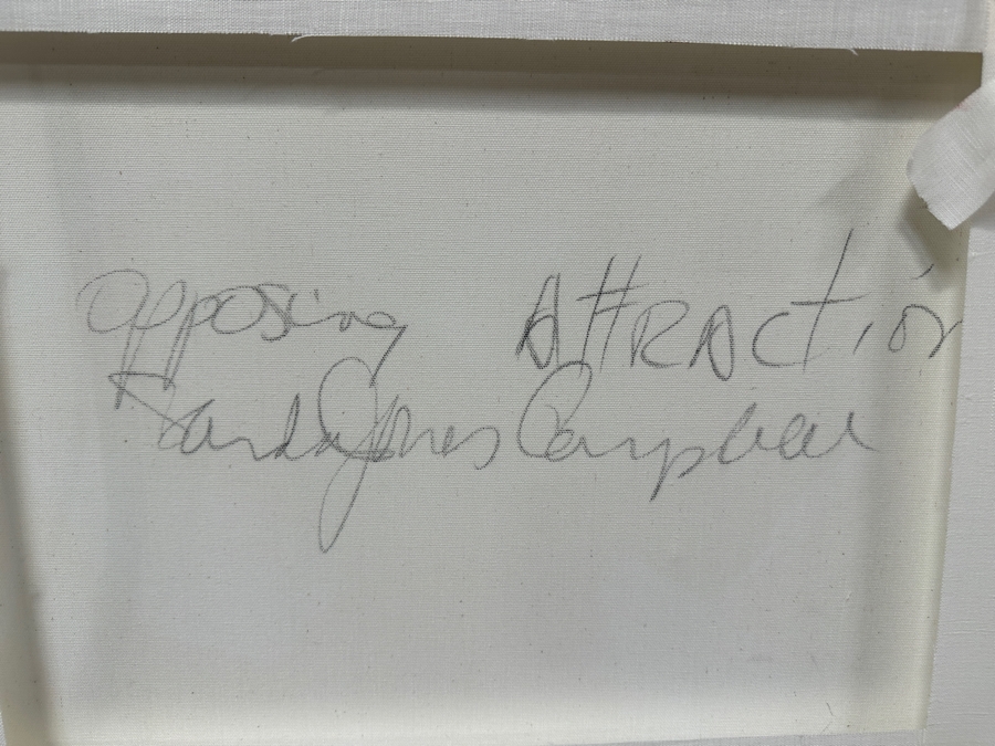Just Added - Sandra Jones Campbell Original Acrylic On Canvas Painting Titled “Opposing Attraction” Signed Lower Right And Signed And Titled Verso 30” X 38” Framed Estimate $5,000-$7,000 [Photo 11]