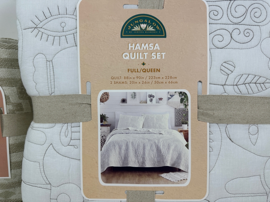Just Added - New Jungalow By Justina Blankeney Hamsa Quilt Set With Quilt & (2) Shams Full/Queen Plus (2) Jungalow Hypnotic Throw Blankets  [Photo 3]