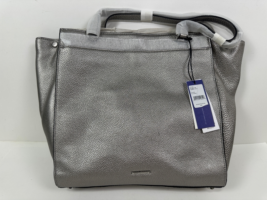 Just Added - New Rebecca Minkoff Leather Darren Tote In Platinum Retails $345  [Photo 5]