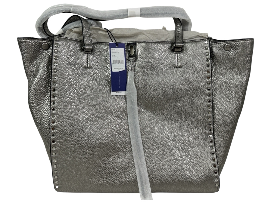 Just Added - New Rebecca Minkoff Leather Darren Tote In Platinum Retails $345 