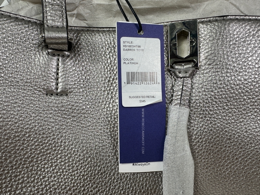 Just Added - New Rebecca Minkoff Leather Darren Tote In Platinum Retails $345  [Photo 3]