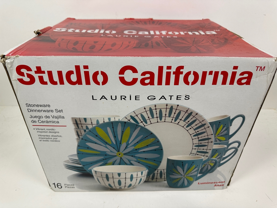 Just Added - New Studio California Laurie Gates 16 Piece Stoneware Dinnerware Set Luminescent Anza [Photo 6]