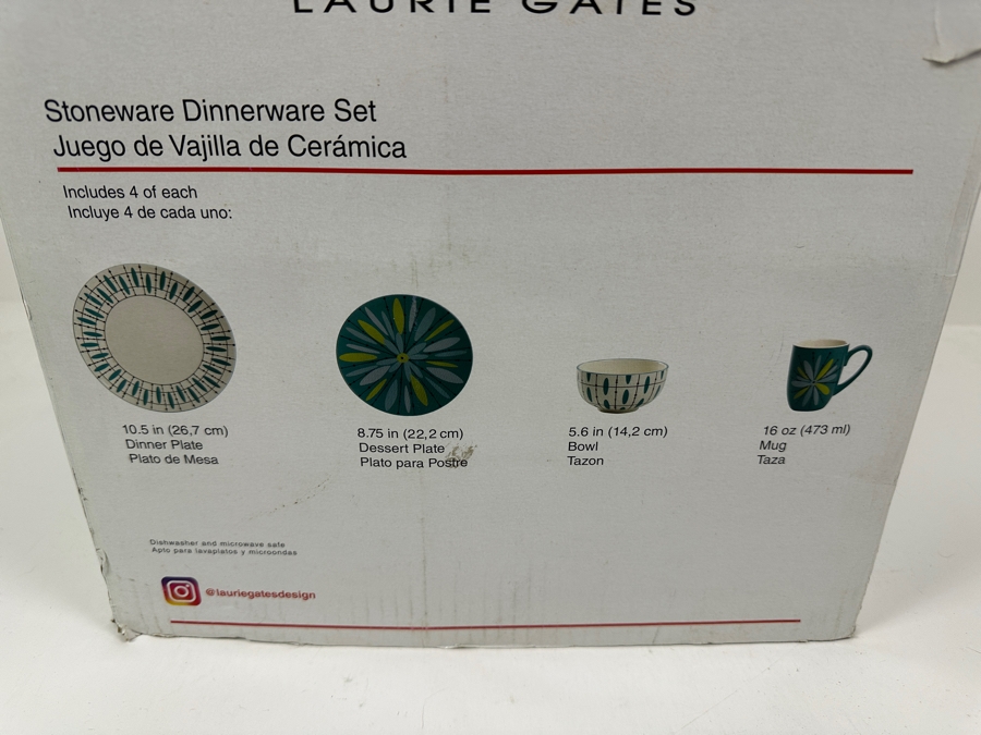 Just Added - New Studio California Laurie Gates 16 Piece Stoneware Dinnerware Set Luminescent Anza [Photo 5]