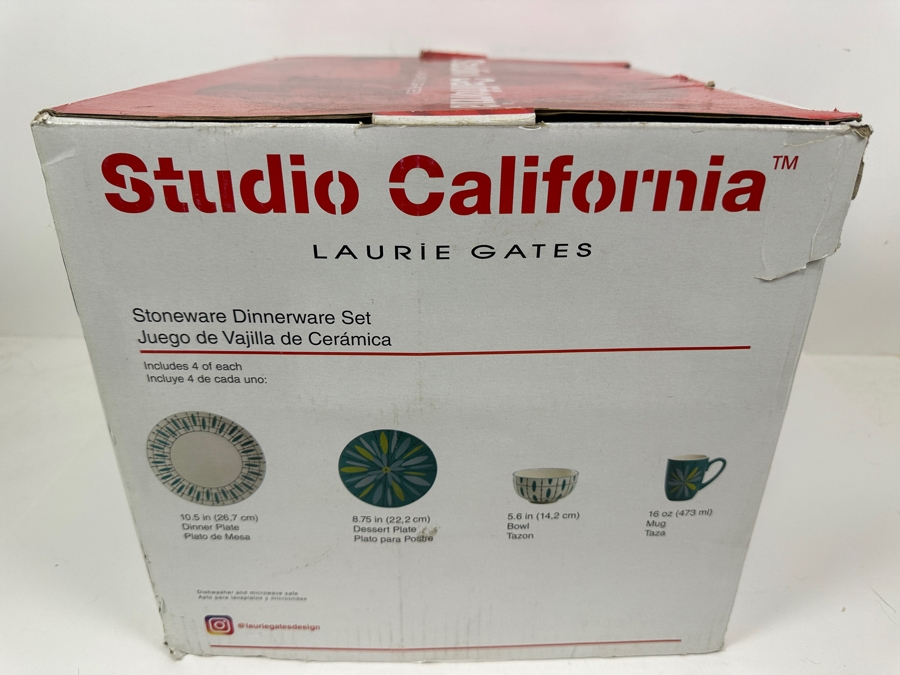 Just Added - New Studio California Laurie Gates 16 Piece Stoneware Dinnerware Set Luminescent Anza [Photo 4]