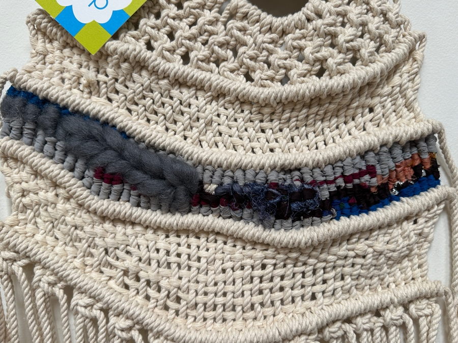 Just Added - New Handmade Macrame Wall Hanging By Fish Warp 16W X 29H [Photo 3]