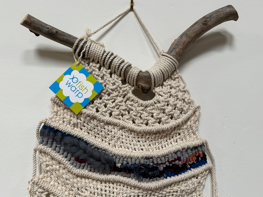 Just Added - New Handmade Macrame Wall Hanging By Fish Warp 16W X 29H [Photo 2]
