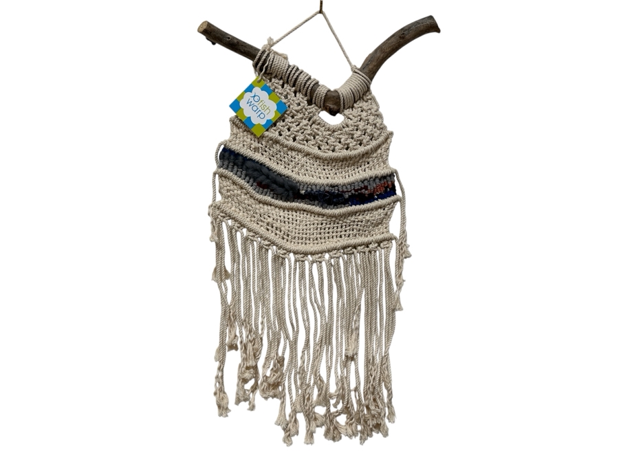 Just Added - New Handmade Macrame Wall Hanging By Fish Warp 16W X 29H [Photo 1]