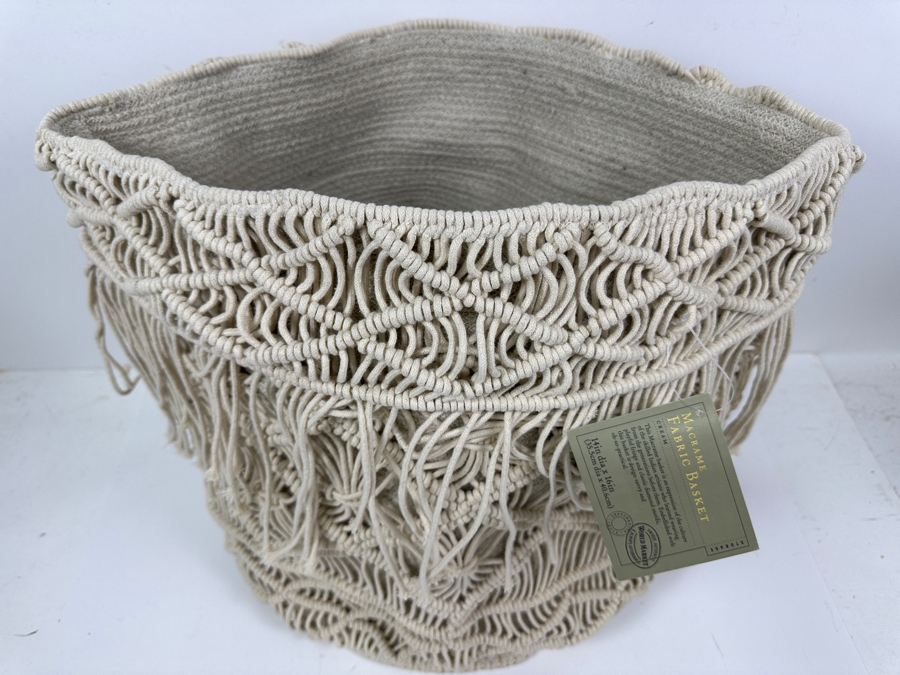 Just Added - New Macrame Fabric Basket In Cream 14 X 16 [Photo 3]