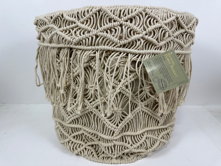 Just Added - New Macrame Fabric Basket In Cream 14 X 16 [Photo 2]