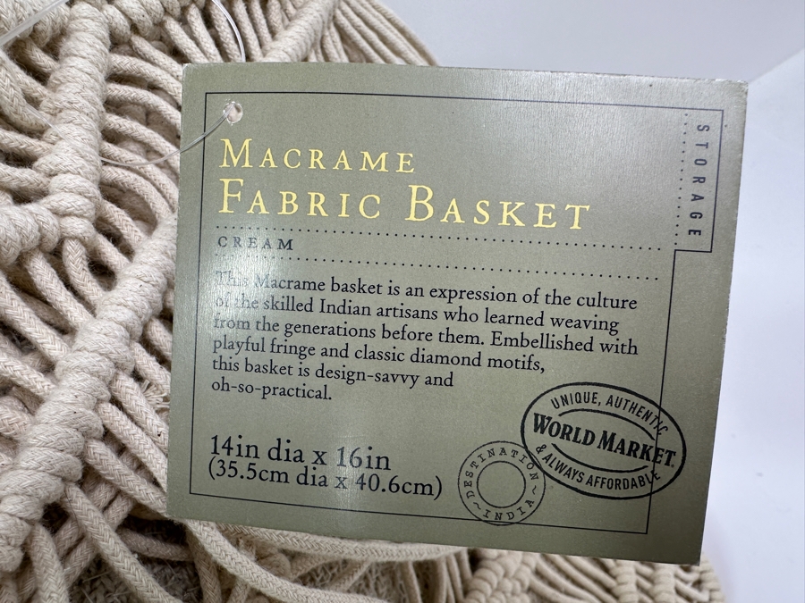 Just Added - New Macrame Fabric Basket In Cream 14 X 16 [Photo 4]