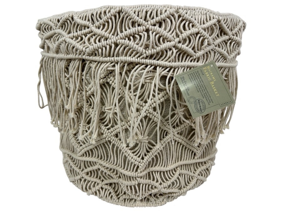 Just Added - New Macrame Fabric Basket In Cream 14 X 16 [Photo 1]