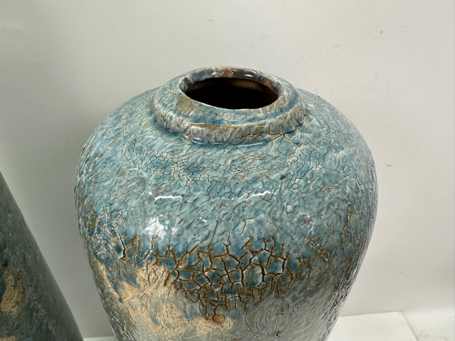 Just Added - Pair Of Glazed Ceramic Decorative Objects 28H [Photo 5]