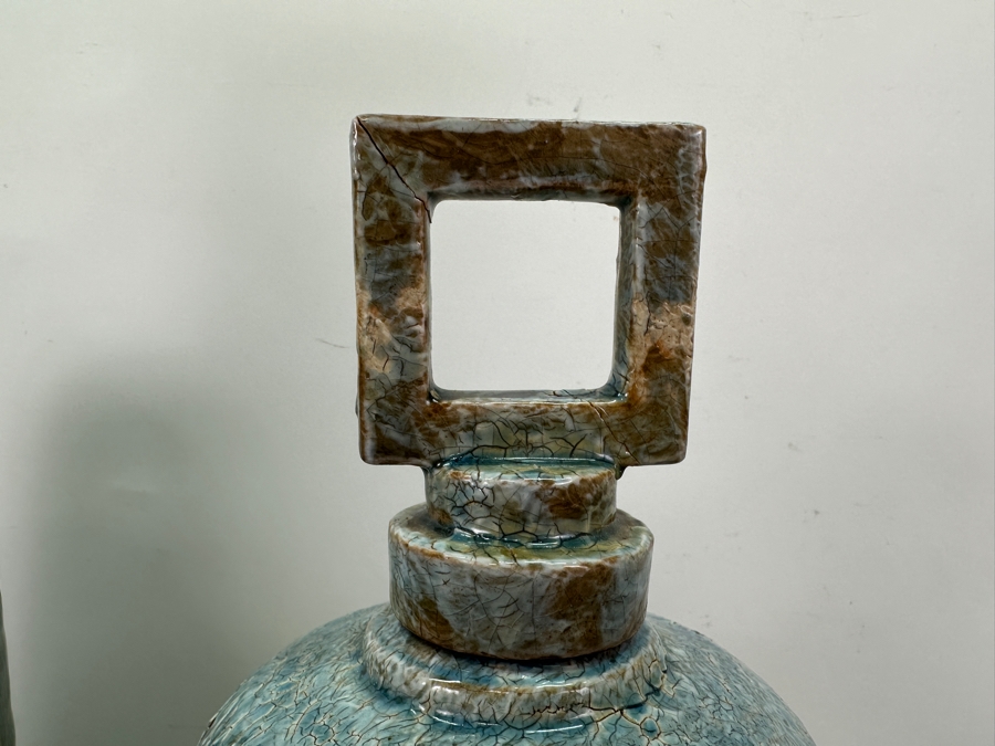 Just Added - Pair Of Glazed Ceramic Decorative Objects 28H [Photo 6]