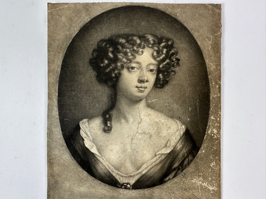 Just Added - Antique 1677 Mezzotint Portrait Print Of Louise-Renee De Keroualle, Duchess of Portsmouth; After Sir Peter Lely - Print Made By Abraham Blooteling 5.5 X 7.5 [Photo 8]