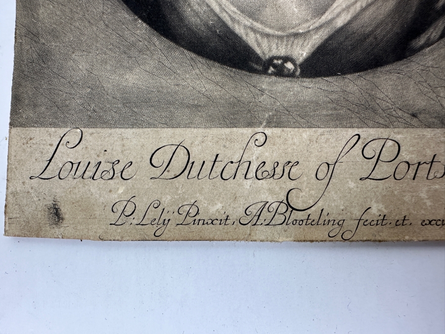 Just Added - Antique 1677 Mezzotint Portrait Print Of Louise-Renee De Keroualle, Duchess of Portsmouth; After Sir Peter Lely - Print Made By Abraham Blooteling 5.5 X 7.5 [Photo 10]