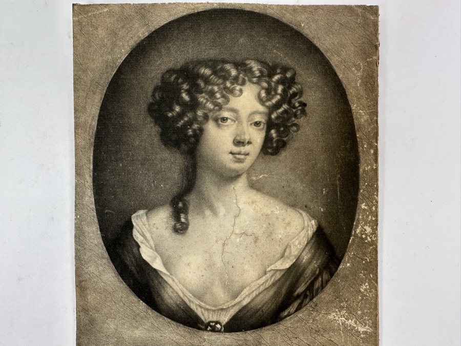 Just Added - Antique 1677 Mezzotint Portrait Print Of Louise-Renee De Keroualle, Duchess of Portsmouth; After Sir Peter Lely - Print Made By Abraham Blooteling 5.5 X 7.5 [Photo 3]