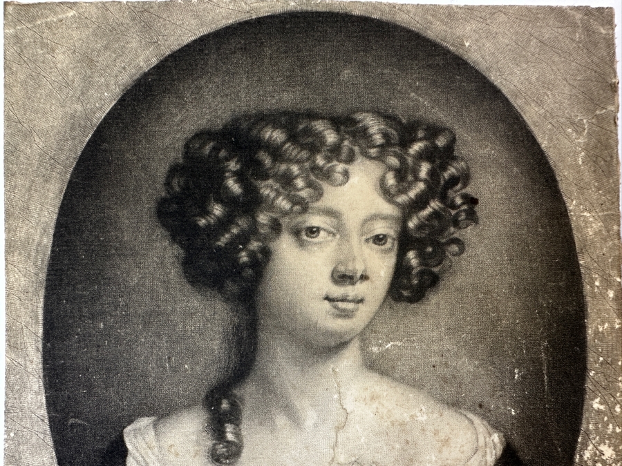 Just Added - Antique 1677 Mezzotint Portrait Print Of Louise-Renee De Keroualle, Duchess of Portsmouth; After Sir Peter Lely - Print Made By Abraham Blooteling 5.5 X 7.5 [Photo 4]