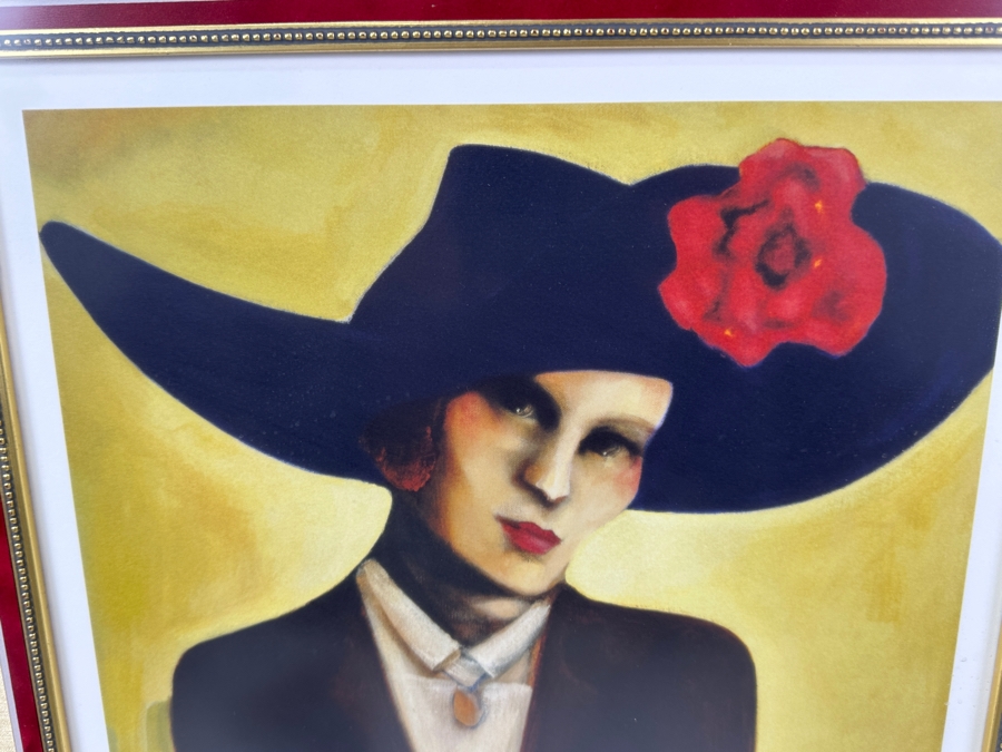 Just Added - Sandra Jones Campbell Artist Hand Signed Print Titled 'Cowgirl In Paris' 12 X 15 Framed 25.5 X 27.5 [Photo 4]