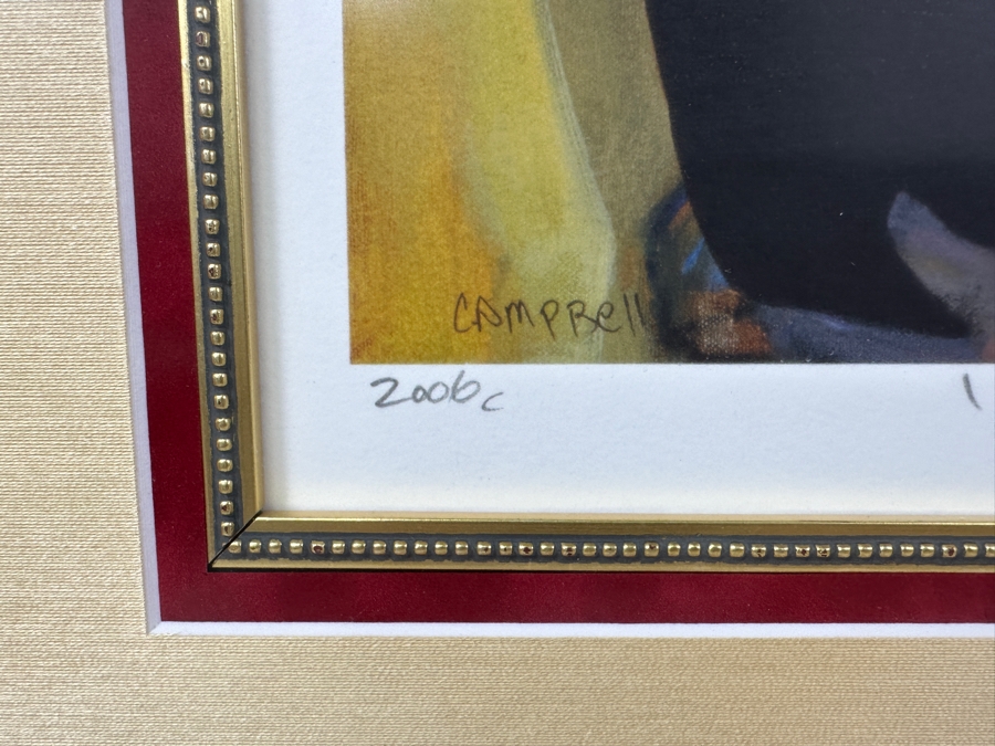 Just Added - Sandra Jones Campbell Artist Hand Signed Print Titled 'Cowgirl In Paris' 12 X 15 Framed 25.5 X 27.5 [Photo 8]