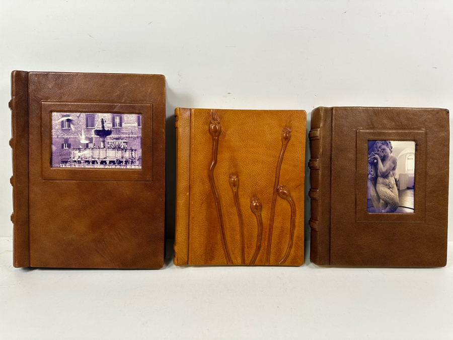 Just Added - (3) New Handmade Italian Leather Photo Albums Diaries Notebooks Scrapbooks By Daisy Arts (1) 9.5 X 12 & (2) 8.5 X 10 Retails $300+ [Photo 2]