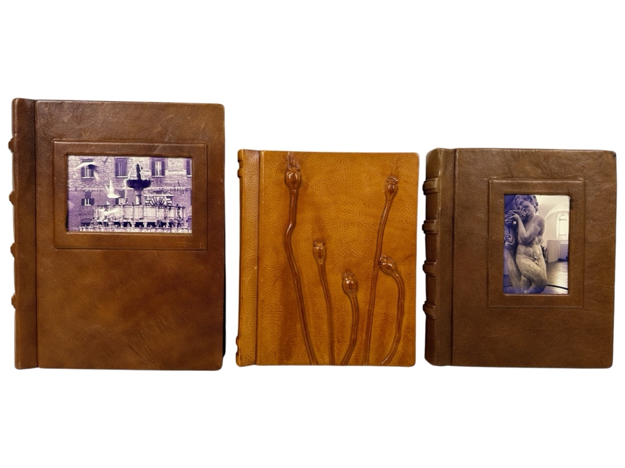 Just Added - (3) New Handmade Italian Leather Photo Albums Diaries Notebooks Scrapbooks By Daisy Arts (1) 9.5 X 12 & (2) 8.5 X 10 Retails $300+ [Photo 1]