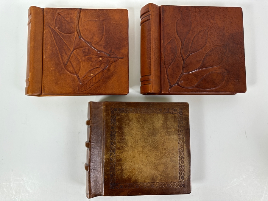 Just Added - (3) New Handmade Italian Leather Diaries Notebooks Scrapbooks By Daisy Arts 8 X 7 Retails $300+ [Photo 2]