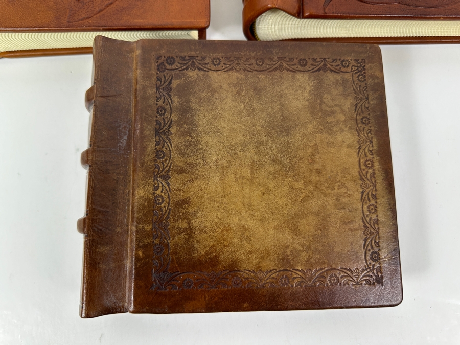 Just Added - (3) New Handmade Italian Leather Diaries Notebooks Scrapbooks By Daisy Arts 8 X 7 Retails $300+ [Photo 5]