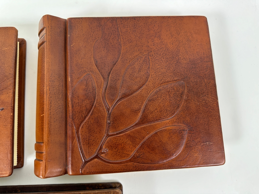 Just Added - (3) New Handmade Italian Leather Diaries Notebooks Scrapbooks By Daisy Arts 8 X 7 Retails $300+ [Photo 4]