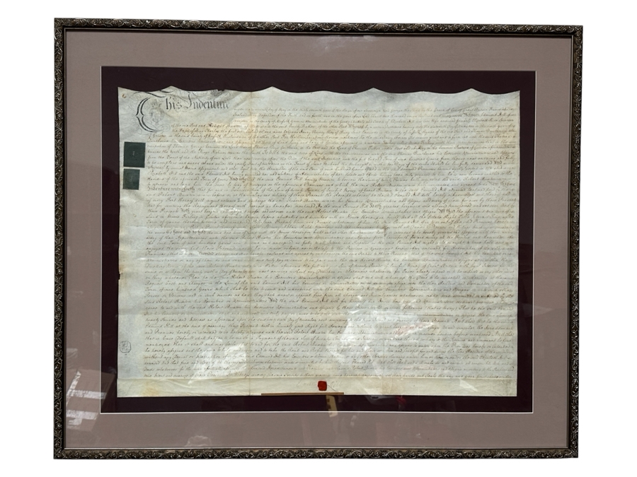 Just Added - Antique 1797 English George III Reign Indenture Framed 40 X 33.5 [Photo 2]