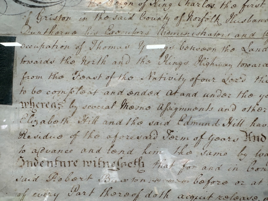 Just Added - Antique 1797 English George III Reign Indenture Framed 40 X 33.5 [Photo 11]