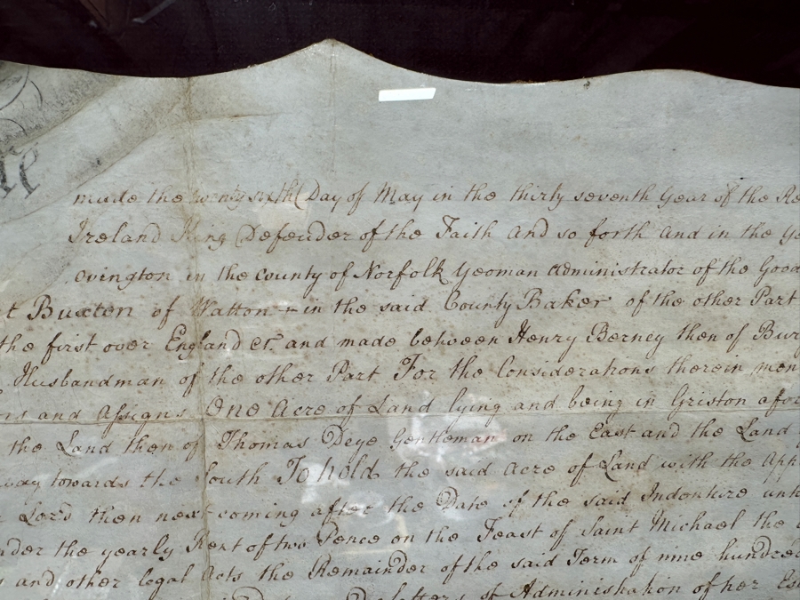 Just Added - Antique 1797 English George III Reign Indenture Framed 40 X 33.5 [Photo 7]