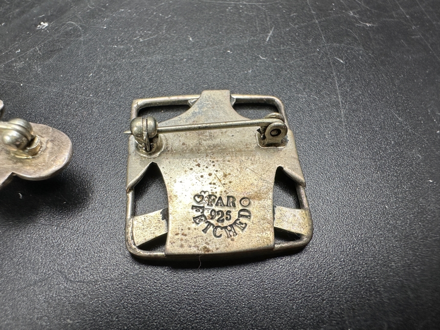 Just Added - Pair Of Sterling Silver Brooches Pins 13.8g [Photo 6]