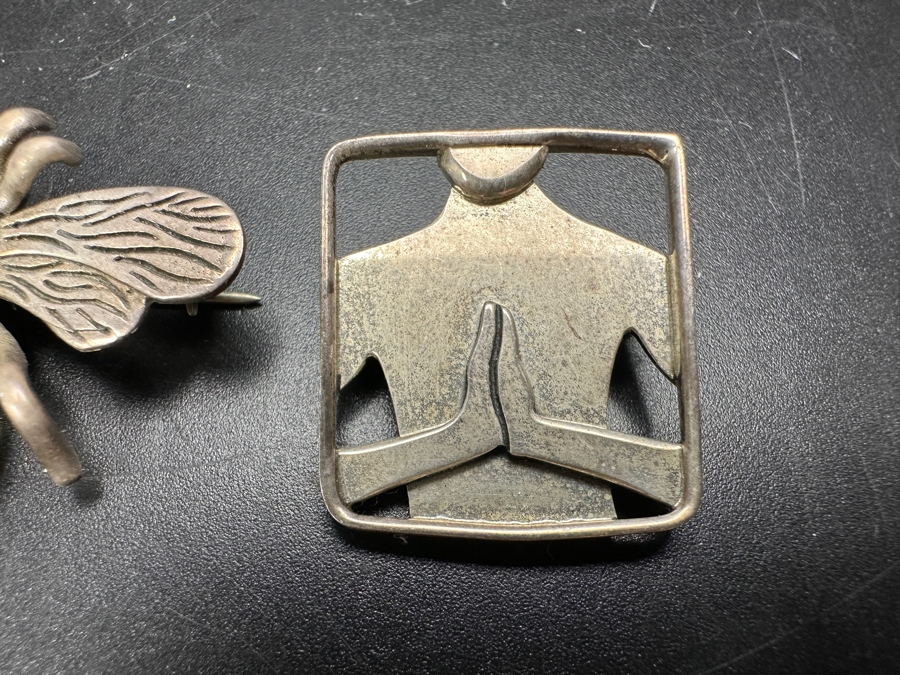 Just Added - Pair Of Sterling Silver Brooches Pins 13.8g [Photo 4]