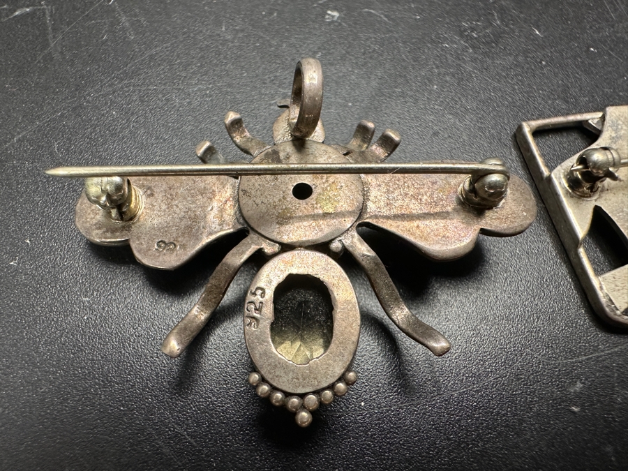 Just Added - Pair Of Sterling Silver Brooches Pins 13.8g [Photo 5]