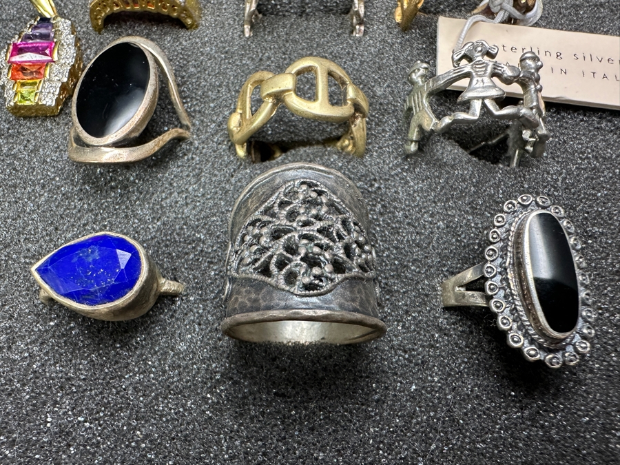 Just Added - (9) Sterling Silver Rings With Pendant 51.5g [Photo 7]