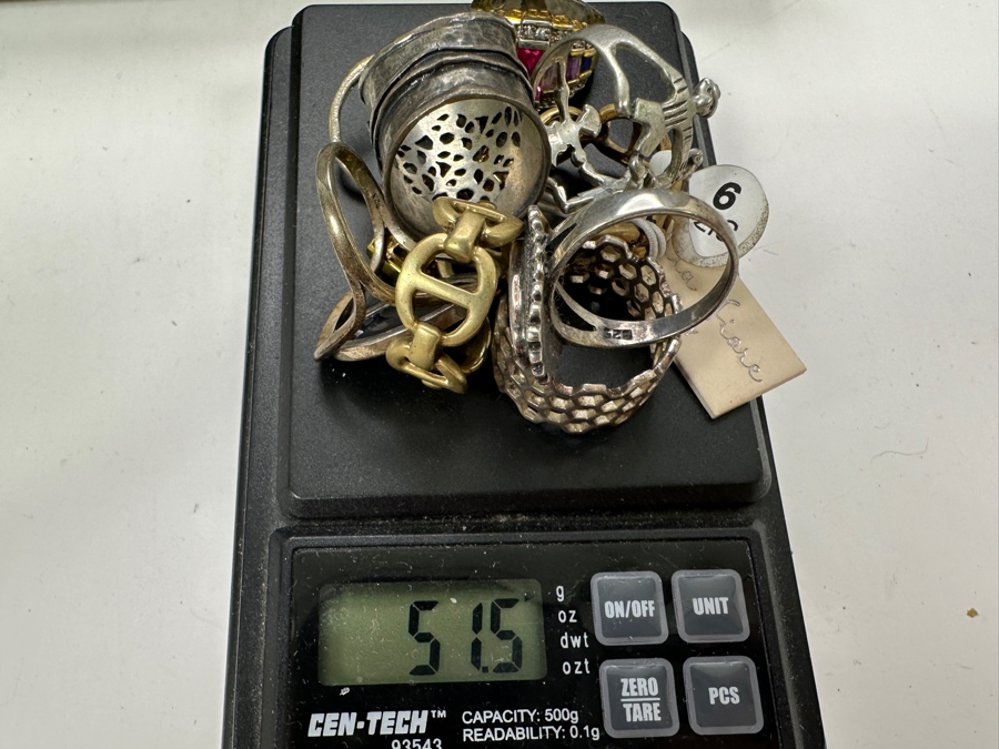 Just Added - (9) Sterling Silver Rings With Pendant 51.5g [Photo 11]