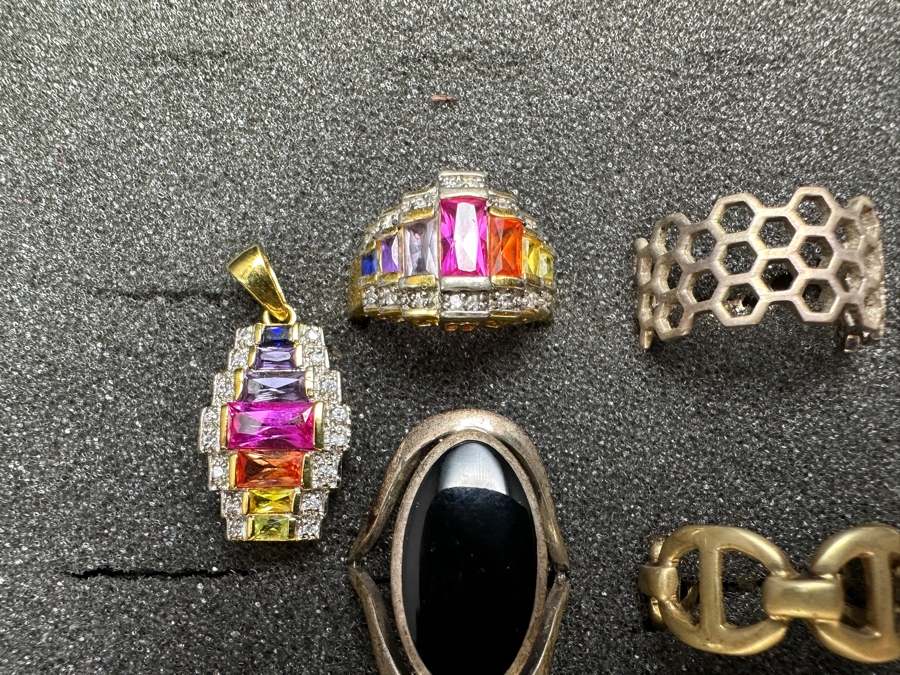 Just Added - (9) Sterling Silver Rings With Pendant 51.5g [Photo 4]