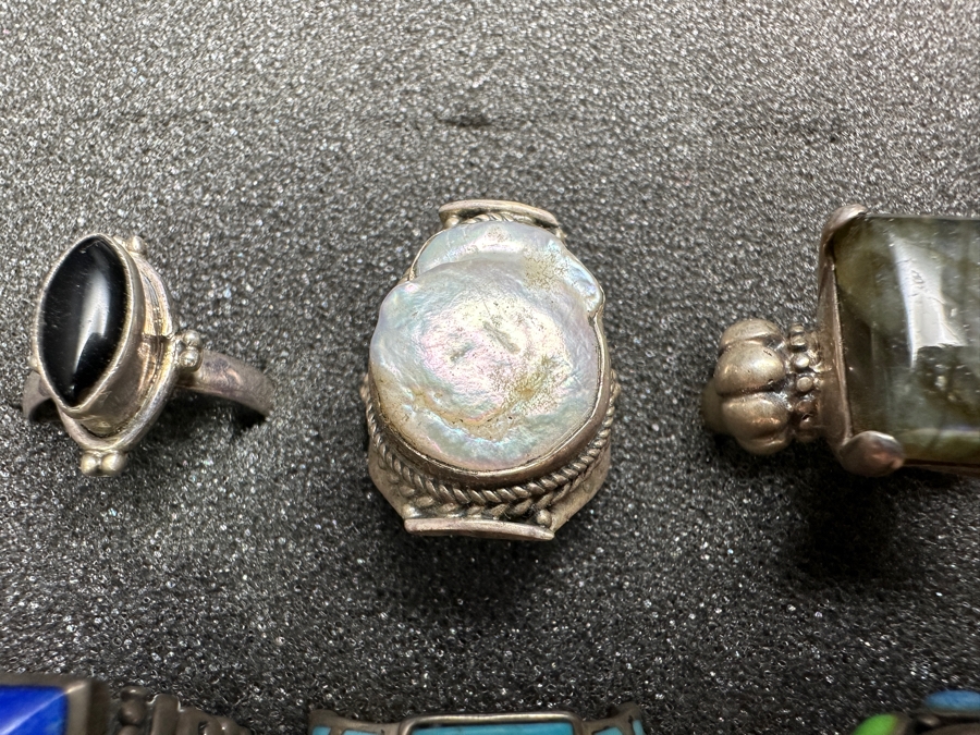 Just Added - (9) Sterling Silver Rings With Various Stones 65.4g [Photo 11]